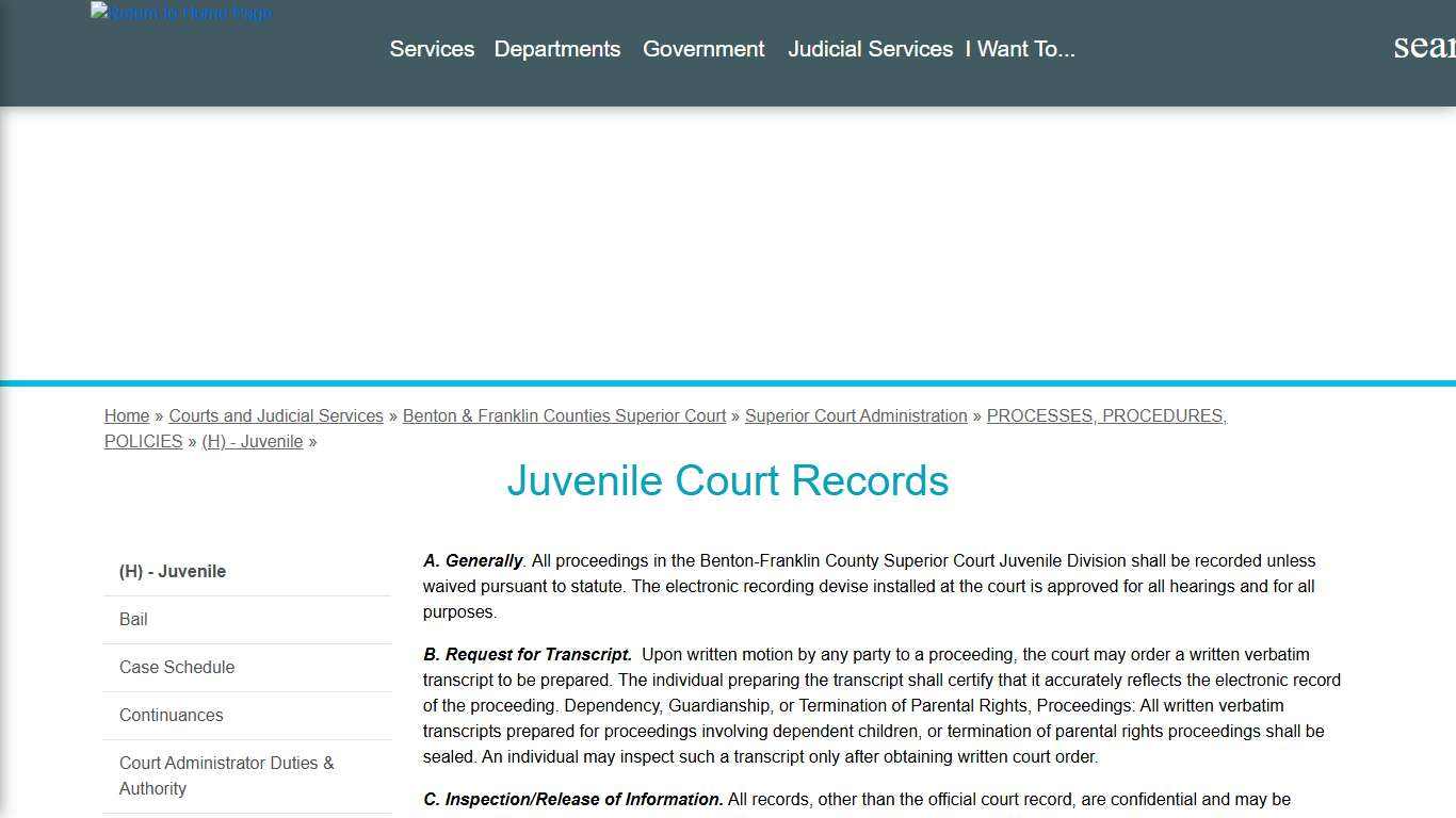Juvenile Court Records - Benton County WA