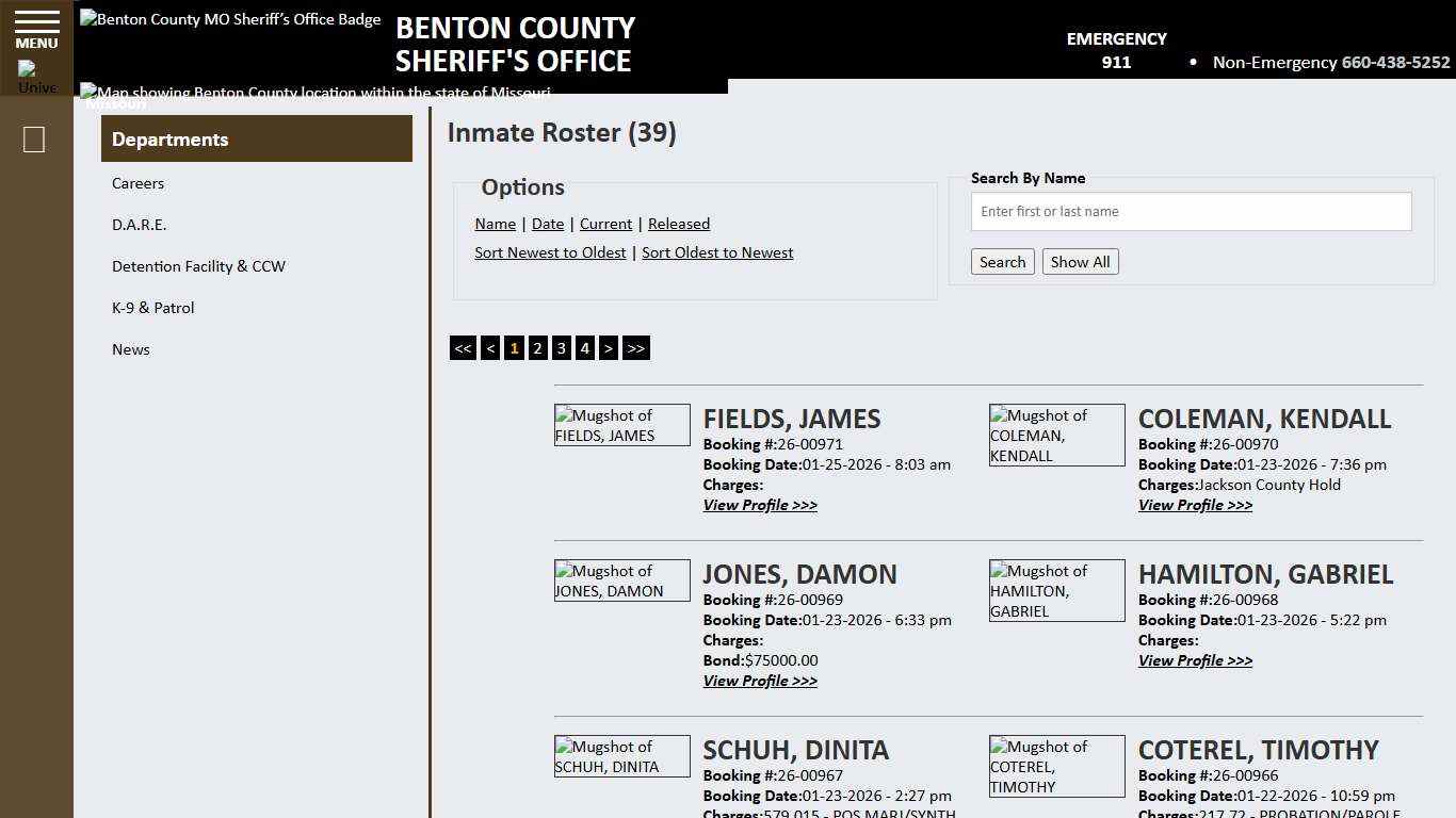 Inmate Roster - Current Inmates Booking Date Descending - Benton County MO Sheriff’s Office